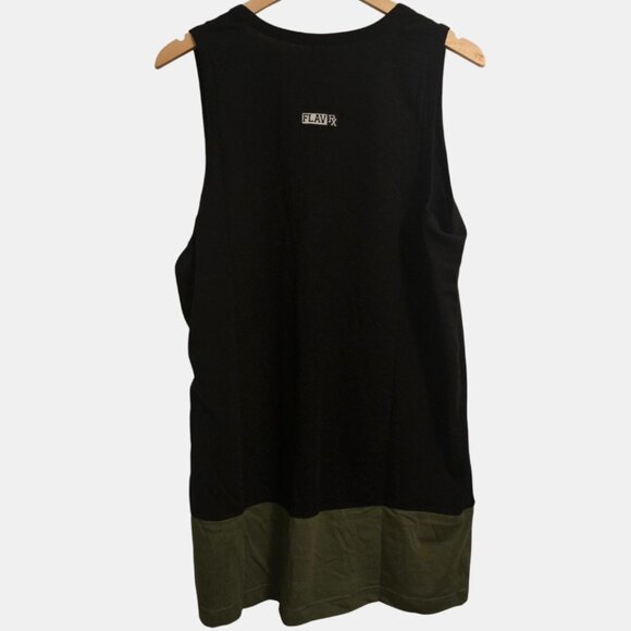 FlavRx Men’s Tank Top XXL Black Olive Colorblock Sleeveless Cotton Shirt - Picture 2 of 4